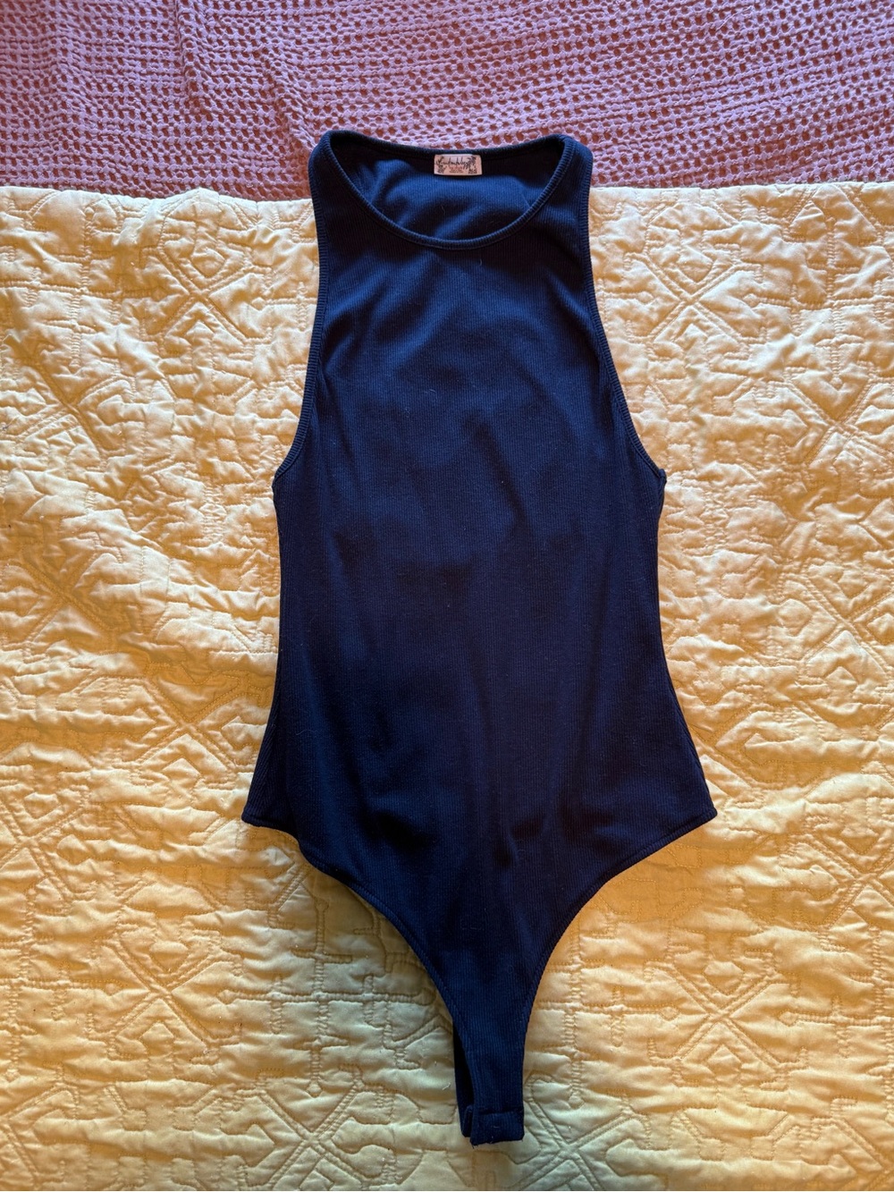 Free People Black Ribbed Bodysuit